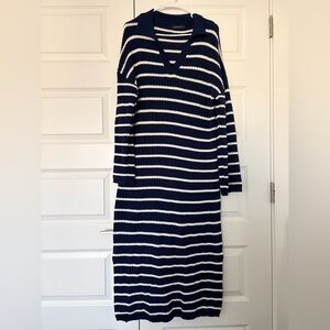 Striped Navy and White Maxi Dress